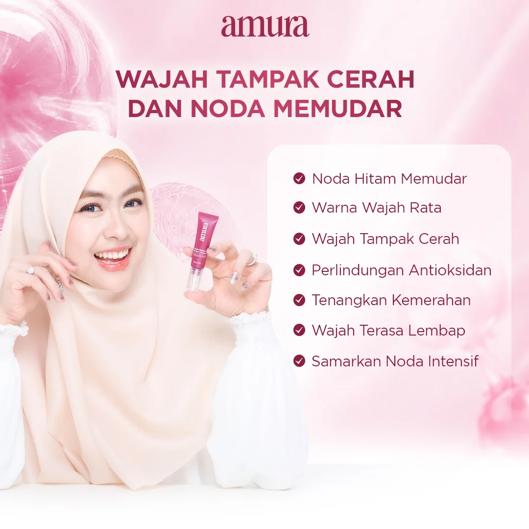 Ilustrasi Wajah Tampak Cerah Dan Noda Memudar untuk Amura Spotless Radiance Dark Spot Treatment solusi Ampuh untuk Flek Hi...
