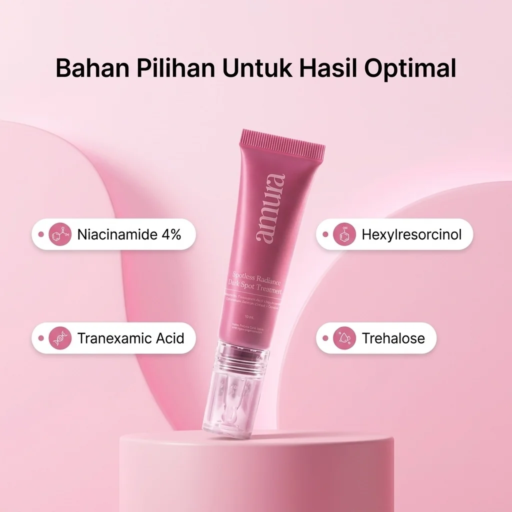 Ilustrasi Bahan Pilihan Untuk Hasil Optimal untuk Amura Spotless Radiance Dark Spot Treatment solusi Ampuh untuk Flek Hita...